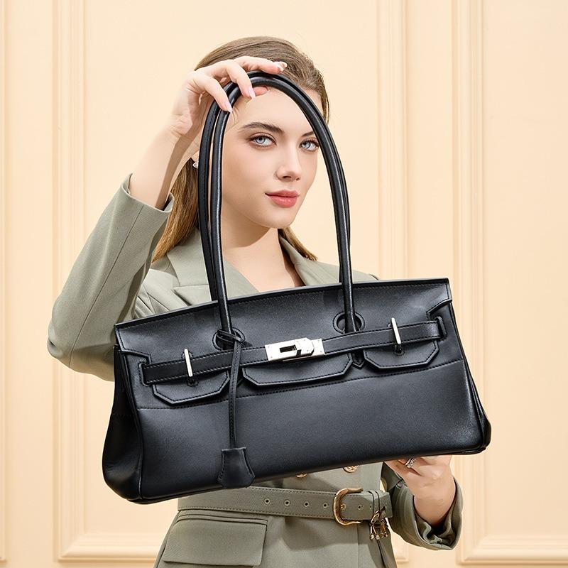 Platinum bag large capacity light luxury high sense armpit bag portable commuter cowhide fashion tote new shoulder bag
