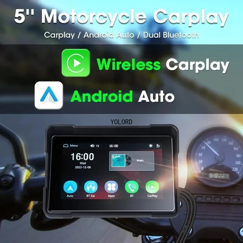 5 Inch Portable Motorcycle Wireless Carplay & Android Auto IPX7 Video Recorder Bluetooth DVR 5.0 Display Screen Navigator