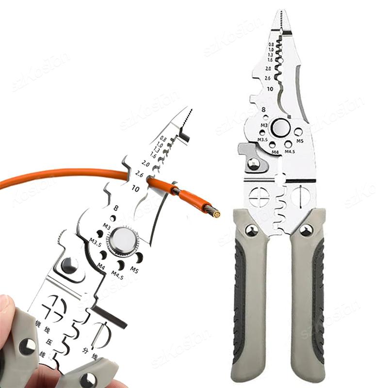 Multifunctional Wire Stripping Pliers Crimper Cable Cutter Electrical Pliers Industrial Grade Wire Crimping Cable Pulling Pliers