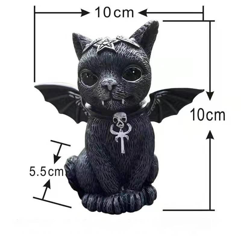 Garden Witch Cat Sculpture Gothic Kitten Decoration Halloween Magic Cat Statue Resin Craft Ornament Home Outdoor Courtyard Decor