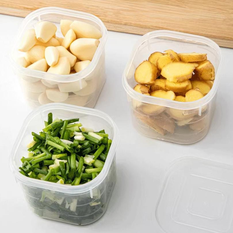 Voedselopbergcontainer 6 vakken Groente Fruit Vershoudbox met Deksel voor Koelkast Keuken Specerijen Kruiden Opbergpot