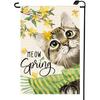 Double-Sided Garden Flag Featuring a Spring Pink Cat Design for Outdoor Floral Decoration