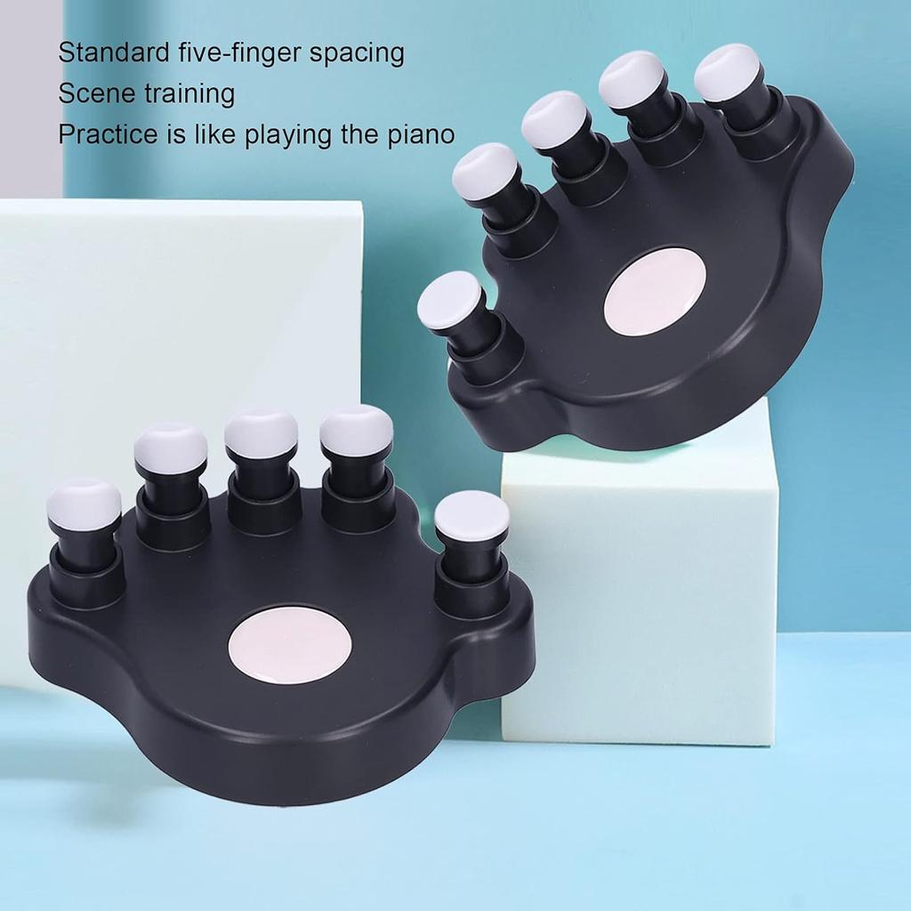 2Pcs Piano Finger Trainers ABS and Silicone Hand Grip Exerciser Piano Correctors Orthotic Tools for Strength Training(black)
