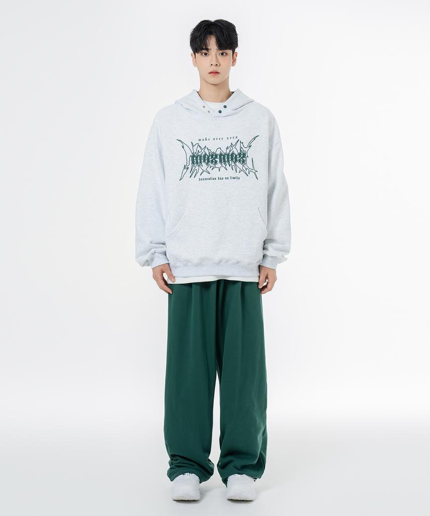 MOZMOZ Soft Terry Single-Pleat Wide String Training Pants Green