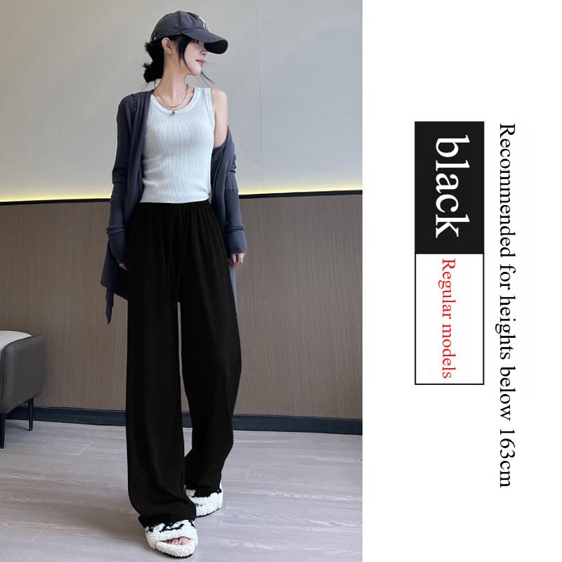 

GMXIA Женские модные повседневные брюки с однотонным принтом и высокой талией и капри XL чёрный