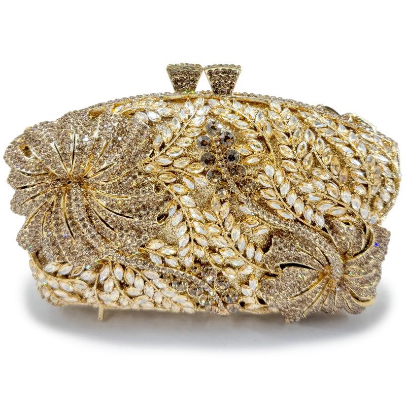 

Women Flower Diamond Evening Bag Purses New Crystal Bridal Wedding Rhinestones Clutches Bags WHTUOHENG Handbags Party Clutch 22cmX18cmX10cm
