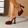 Patent leather burgundy sexy super high heel waterproof platform platform platform summer new cool slippers women's shoes