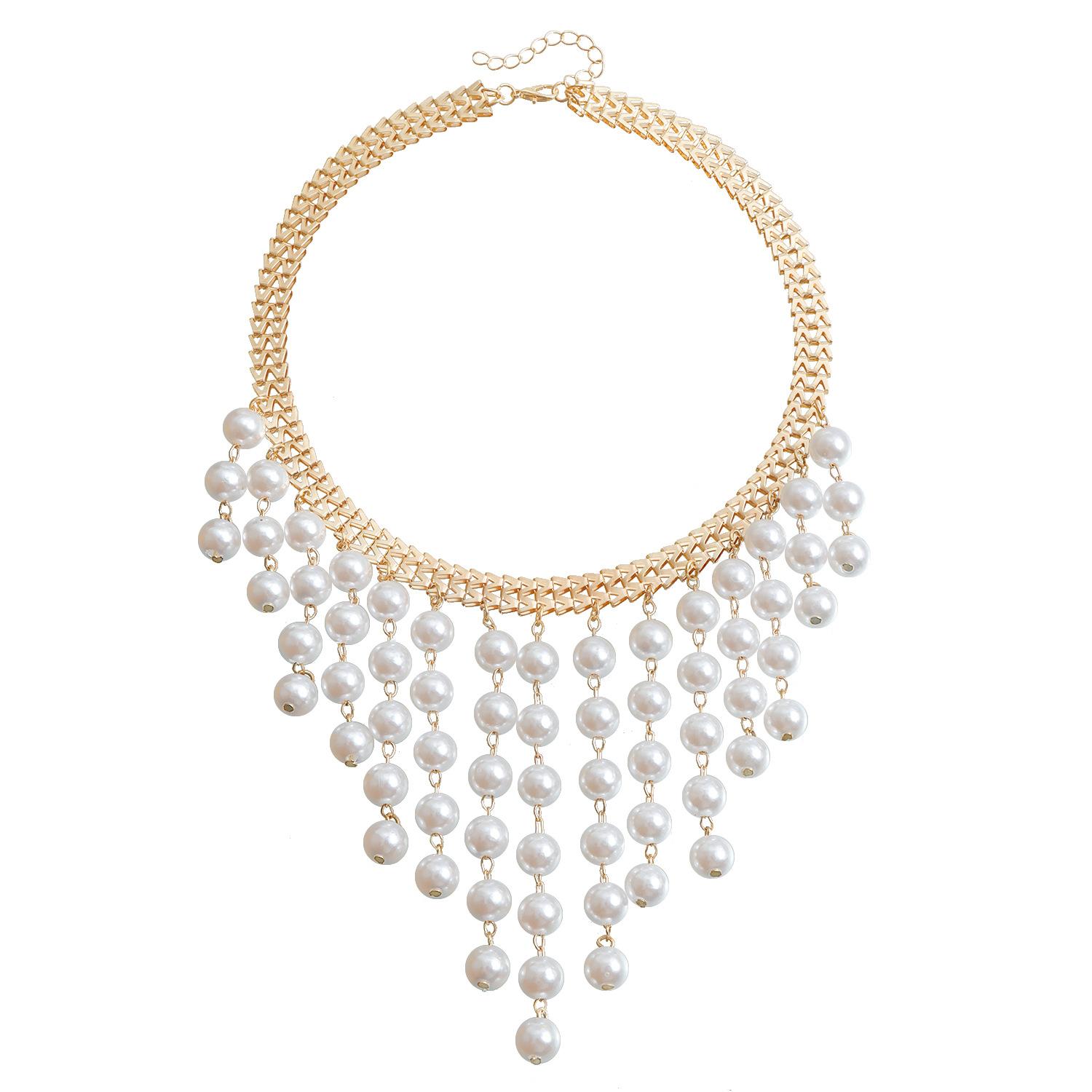 

Аксессуары Многослойное длинное жемчужное ожерелье с кисточками Модная преувеличенная цепочка на свитер с надписью «Персонажи» Цепочка на ключицу