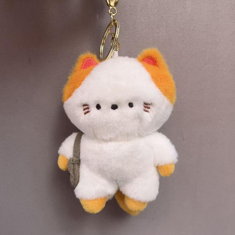 Delicate Travel Kitten Plush Cat Bag Pendant Bell Scarf Cat Plush Keyring Cute PP Cotton Plush Cat Doll Keychain Christmas Gift