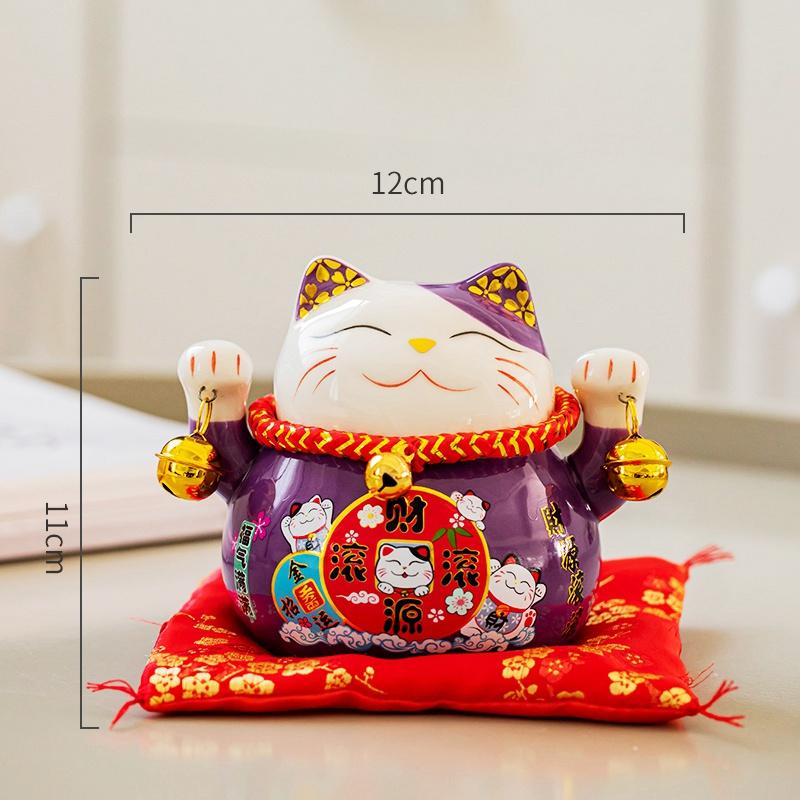Gatto Portafortuna Maneki Neko in Ceramica da 4,5 Pollici Salvadanaio Gatto Colorato della Fortuna Decorazione per la Casa Regalo Ornamento Feng Shui