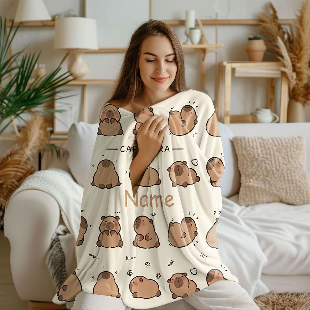 Capybara Plush Blanket Cozy All Season Throw Blanket for Bed Sofa Travel Nap