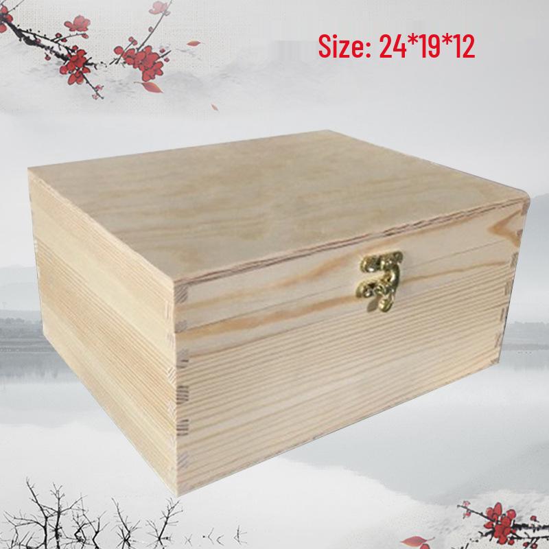 Vintage Solid Wood Rectangular Storage Box with Lid