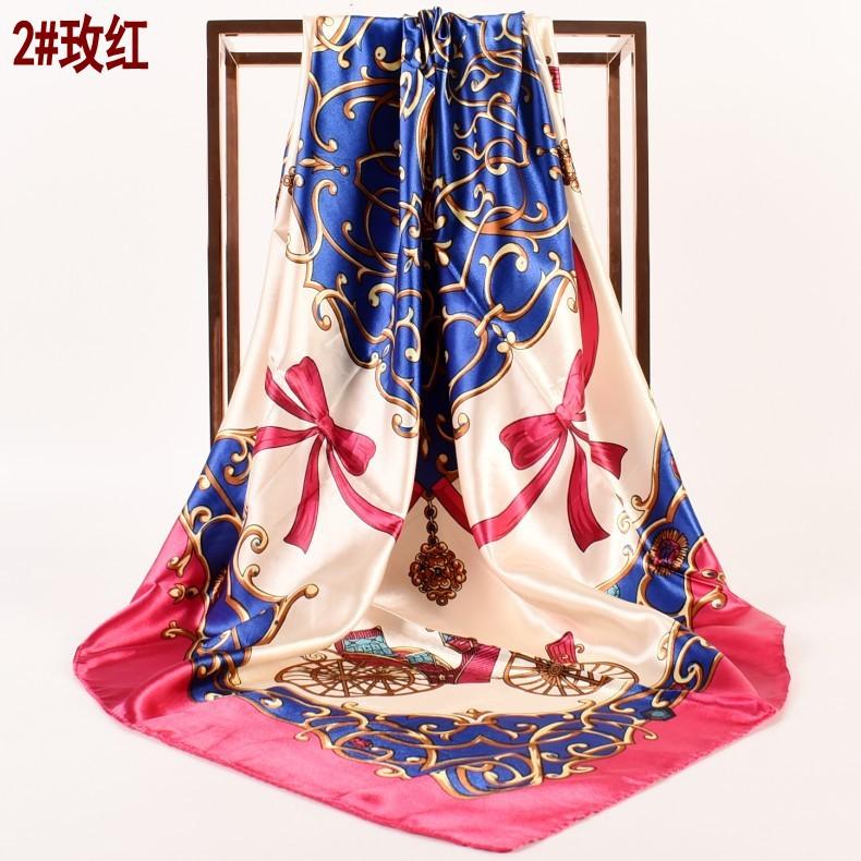 European and American spring new retro carriage simulation silk satin printing silk scarf wholesale, fashionable women's scarf