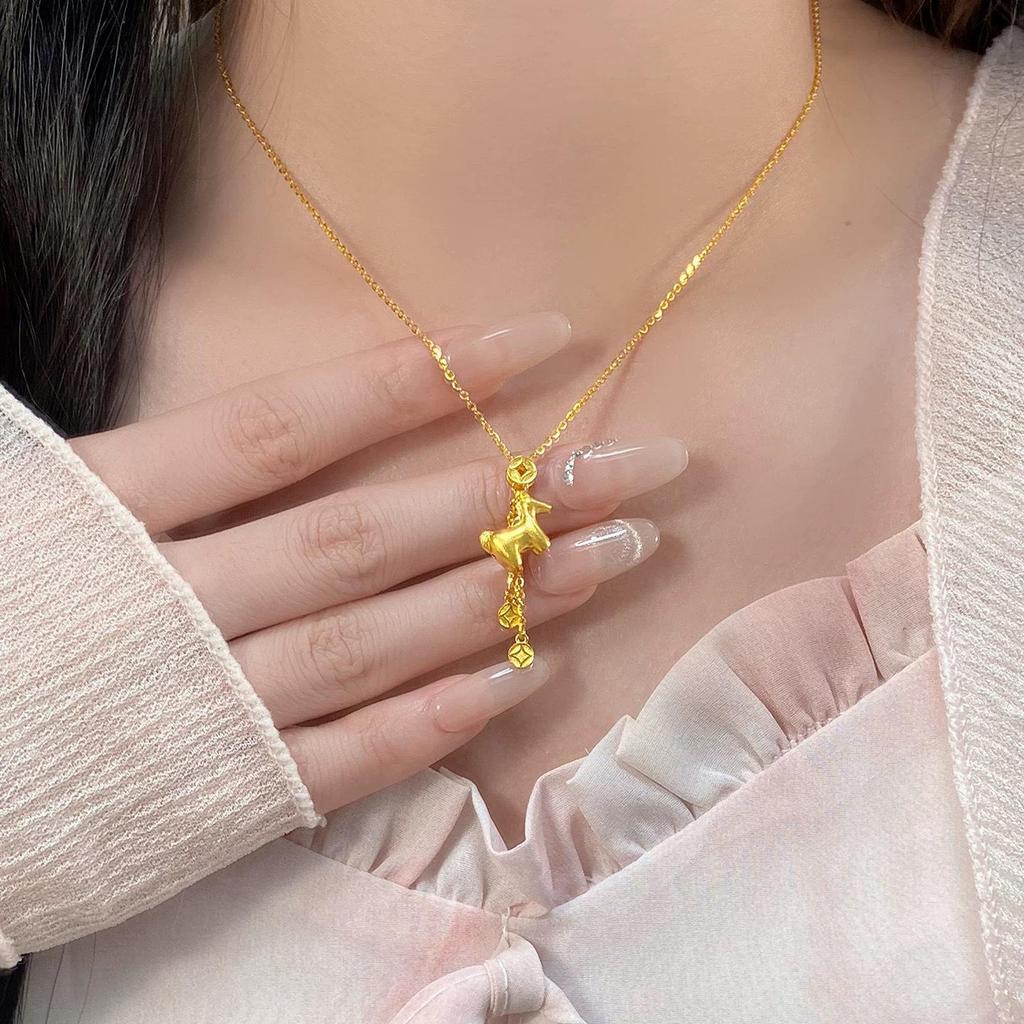 Shajinma Women's Simulated Gold Pendant Necklace - Luxurious Light Design with Long-Lasting Color