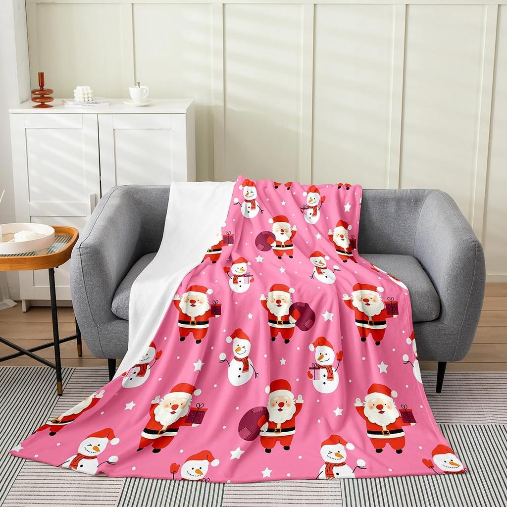 Merry Christmas Flannel Fleece Throw Blanket Gingerbread Man Baby Xmas Tree Fleece Throw Blanket for Kids Women Men Bed Couch