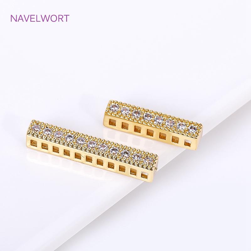 Trendy 18K Gold Plated Brass Cuboid Multiple Rows Separator Spacer Bars For Pearl Necklace Findings,DIY Jewelry Making Supplies