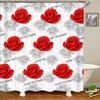 3D Beautiful Rose Flowers Bathroom Shower Curtain Home Decor Curtain Anti-Mold Waterproof Shower Curtains With Hook 180X200Cm