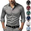 Herren Casual einfarbiges Businesshemd - Herren Langarm Hemd mit Kragen und Knöpfen