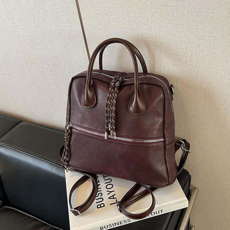 Retro commuter backpack bag women's large-capacity new high-end messenger bag casual light backpack