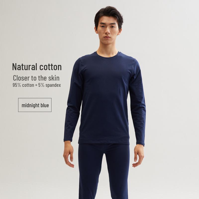 Men's Pure Cotton Autumn Thermal Underwear Set - Sweater and Pants for Youth