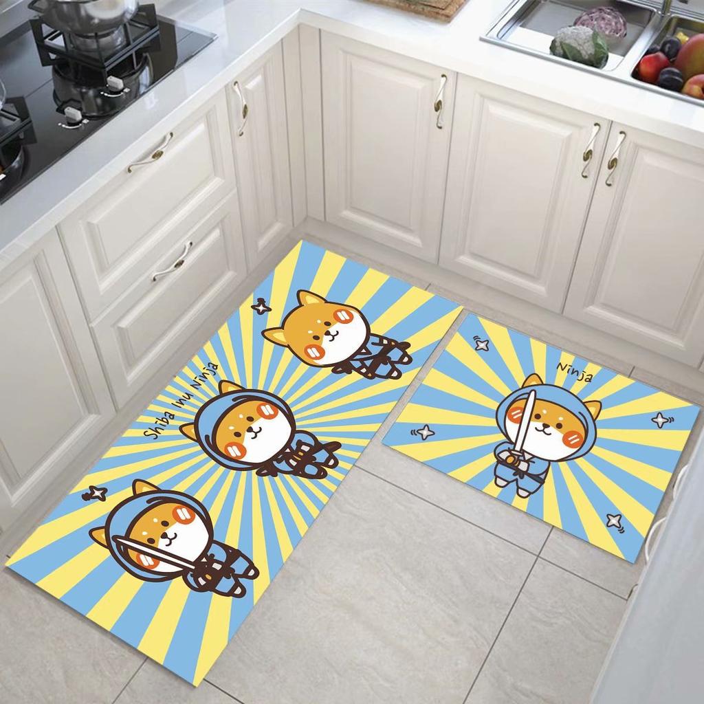Cartoon Kitchen Floor Mat, Water-Absorbing And Oil-Absorbing Diatom Mud Floor Mat, Wear-Resistant And Dirt-Resistant L-Shaped Floor Mat, Anti-Skid Ma