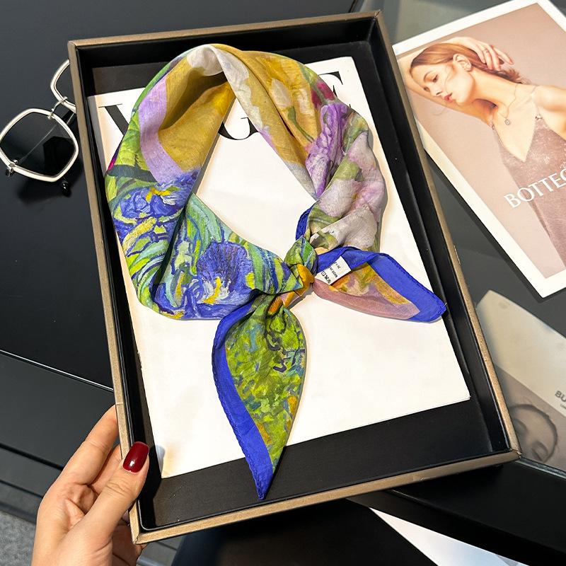 30% Silk 70% Cotton Scarf Women Square Neck Shawls Wraps for Ladies Foulard Scarves Pashmina Female Hijab Bandana Bufanda 70cm