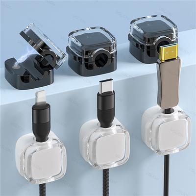 Colorful 6 PCS Magnetic Cable Clips Cable Smooth Adjustable Cord Holder Under Desk Cable Management Wire Keeper Cables Organizer