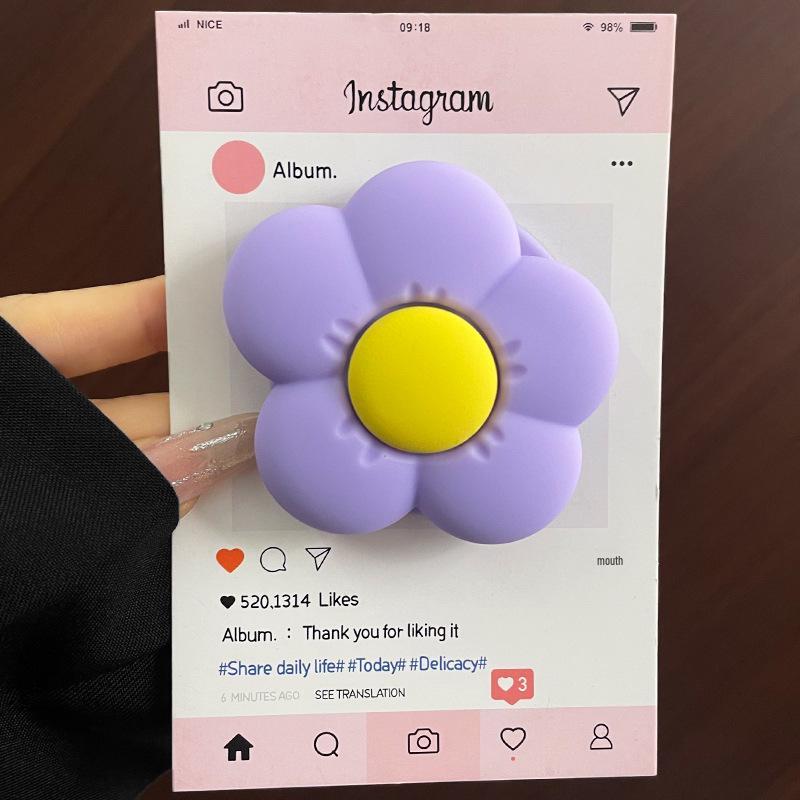Pink Flower Silicone MagSafe Magnetic Bracket with Strong Desktop Retraction and Airbag Design