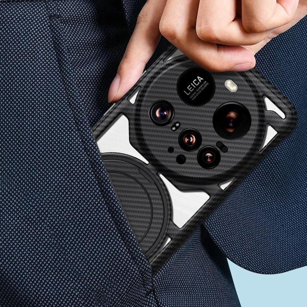 For Xiaomi 15 Ultra Case with Kickstand Heat Dissipation Hard PC Phone Back Cover Carbon Fiber Texture