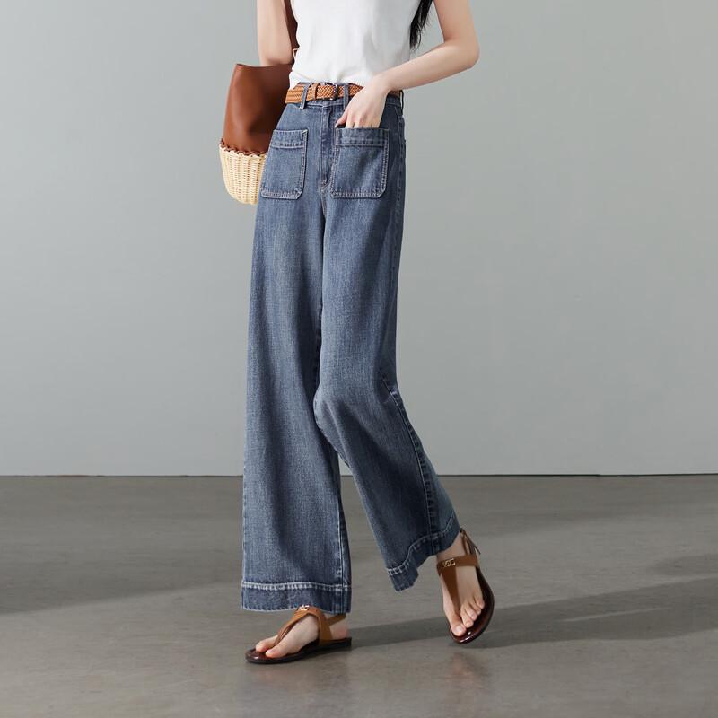 SOFSIL Women's High-Waist Wide-Leg Cropped Denim Jeans