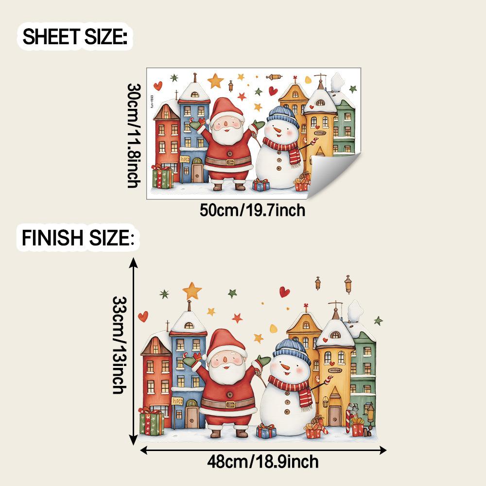 

Красочные наклейки для украшения и благоустройства Рождественского города, Санта-Клаус, Снеговик, Гостиная, Спальня и Дом