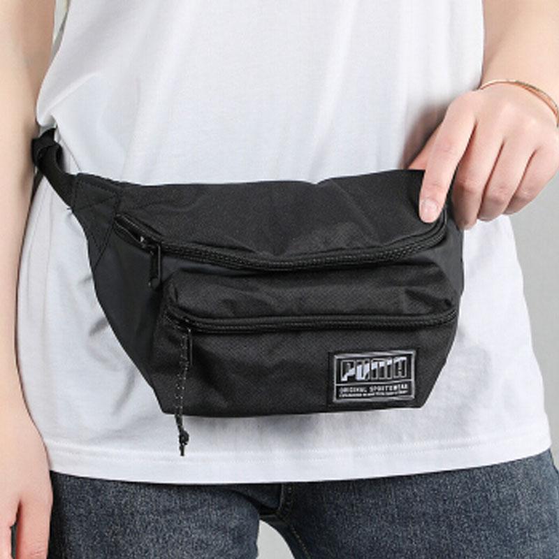 Puma Academy Sports Fabric Waist Bag Crossbody Chest Bag Small Unisex bags Black 075855-01