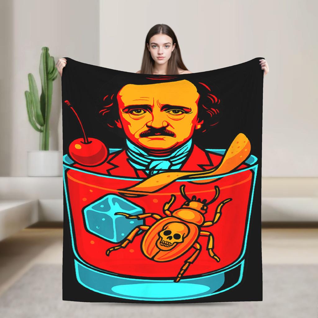 Gothic Edgar Allen Poe The Raven Nevermore Blanket Warm Soft Street Trend Plush Throw Blanket For Home Decor Flannel Bed Cover