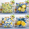 Fresh Elegant Art Blue Watercolor Lemon Cushion Cover Linen Pillowcase Soft For Sofa Bed Home Room Decor