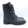 CHANEL G29324 CC Logos Matelasse Zip Design Lace-Up Leather Short Boots shoes 39 blackUsed