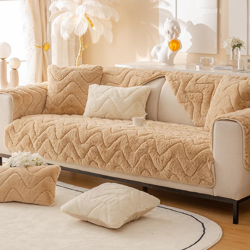Winter Plush Sofa Cushion Thickened Non-Slip Modern Simple and High-End Leather Sofa Affordable Luxury Style All-Inclusive Imperial Concubine Cushion