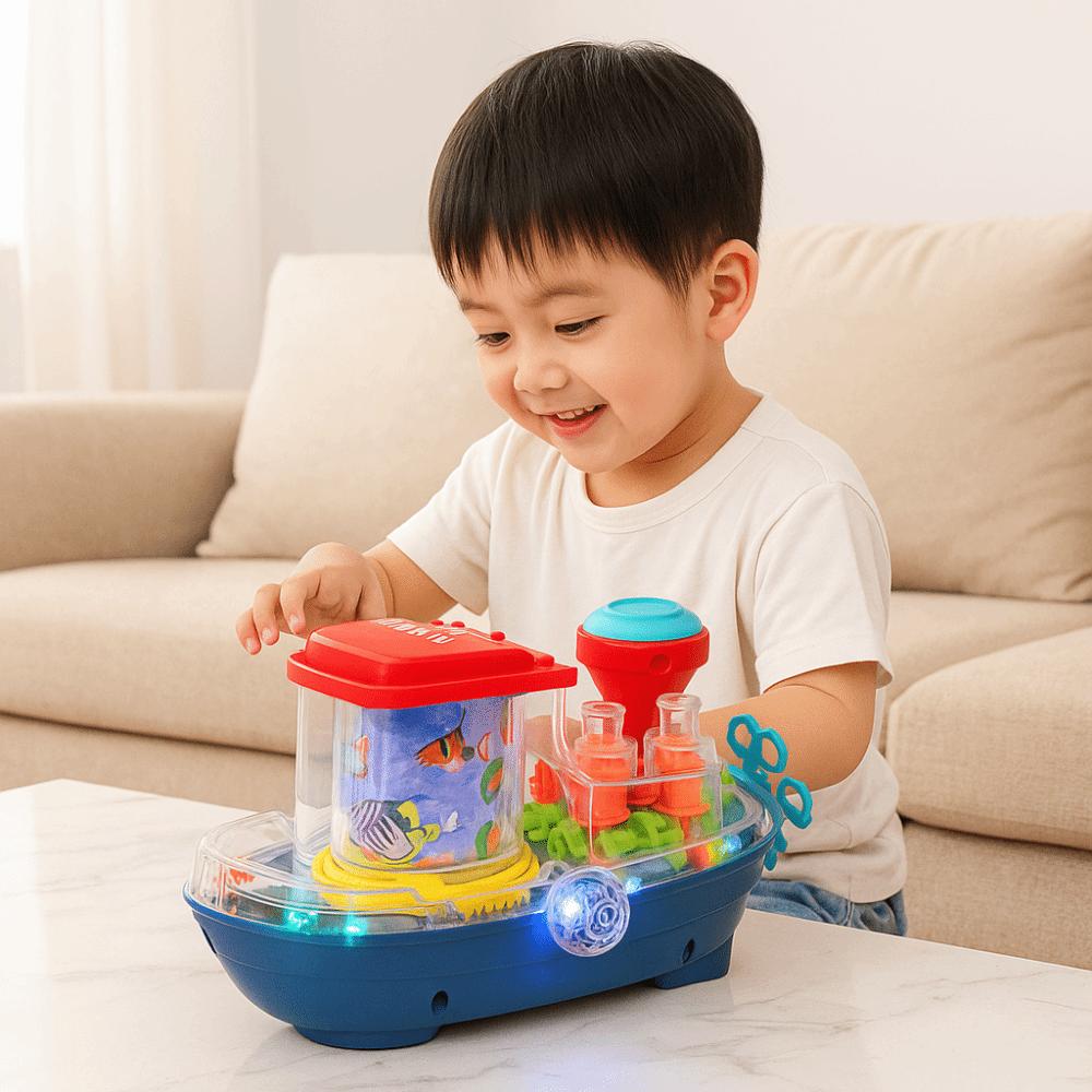Sound Light Toy Electric Moving Boat Toy Plastic Musical Ship Toy  Kids Gift