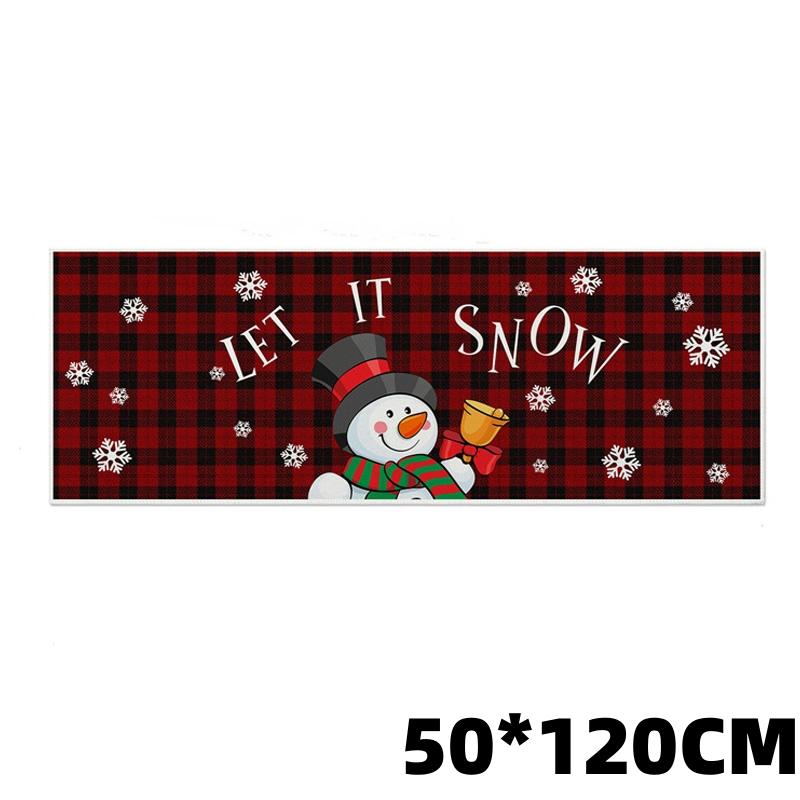 Crystal Velvet Christmas Kitchen Floor Mat with Edge Trim Soft Non Slip Holiday Rug for Home Christmas Festive Decoration