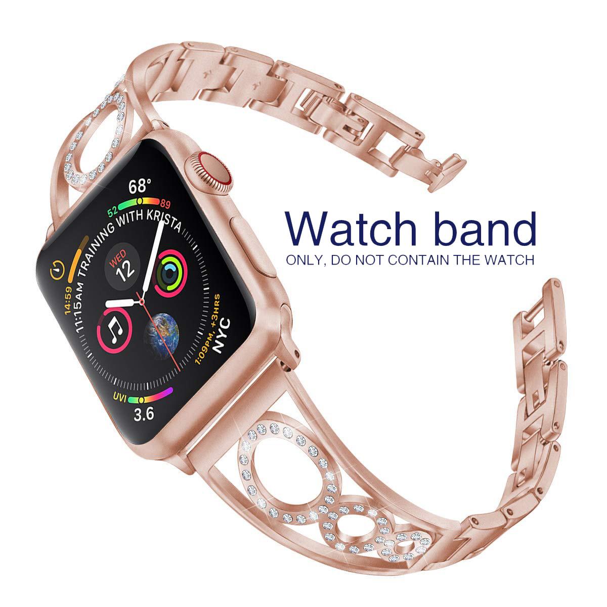 

For Apple Watch 10/9/8/7 Watch Metal Strap Double Loop 8-shaped Diamond-studded Fashion Wristband 38/40/41/42 (S10) 44/45/46/49 42 44 45 49mm Яскраво-рожевий