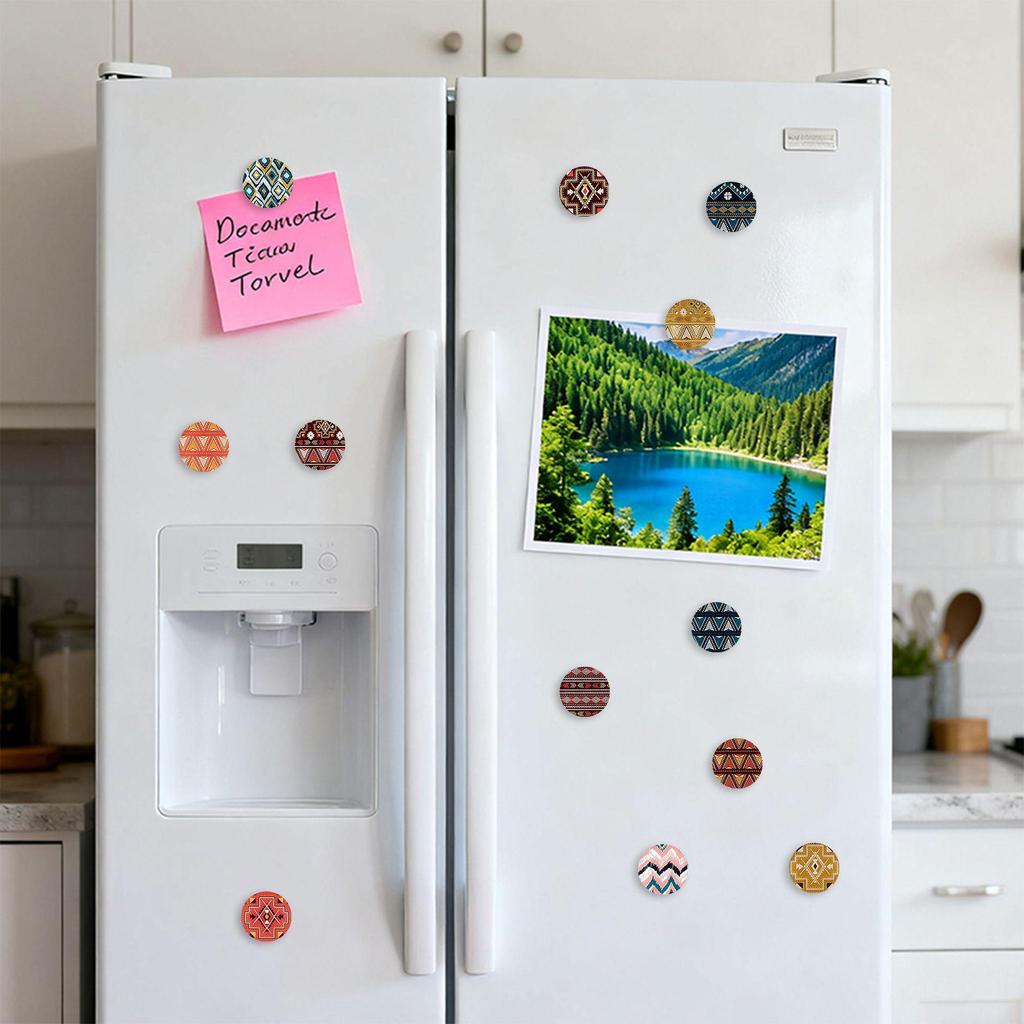 Traditional Geometric Pattern Glass Magnet - Abstract Textured Fridge Décor