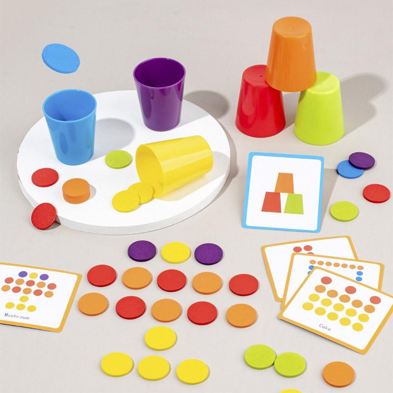 Children's Wooden Creative Thinking Color Cognitive Classification Cup Color Classification Stacking Cup Game Educational Toys