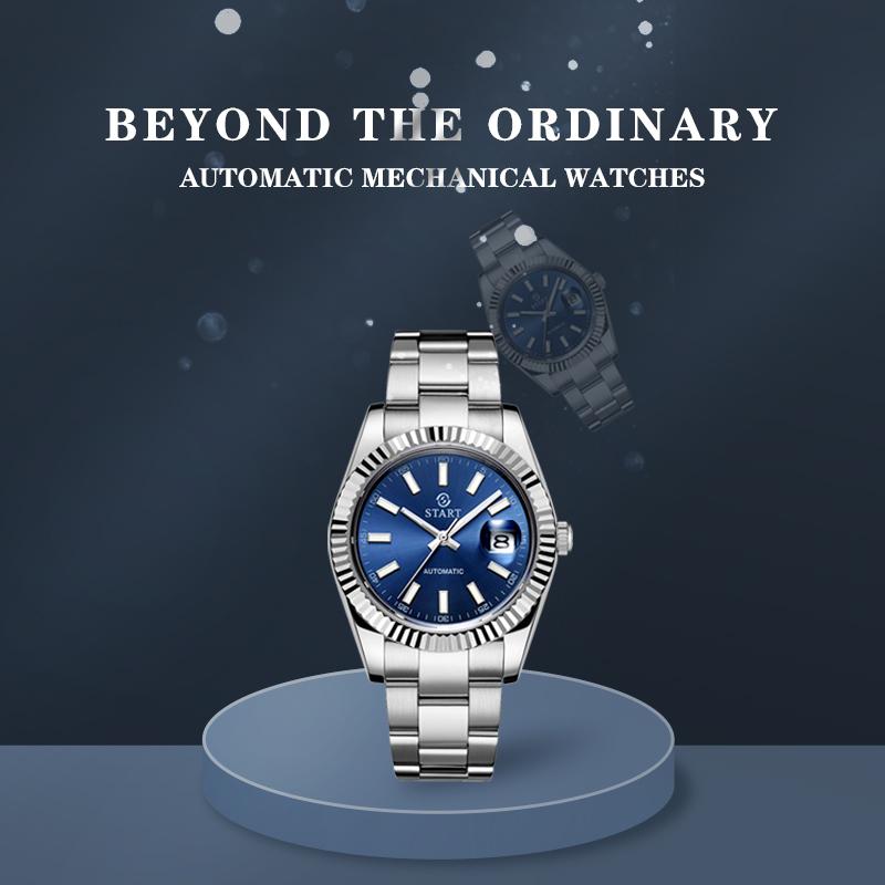 Start Men's Watch Luminous Scale Dial Automatic Mechanical Watch Date Function Waterproof Metal Watch