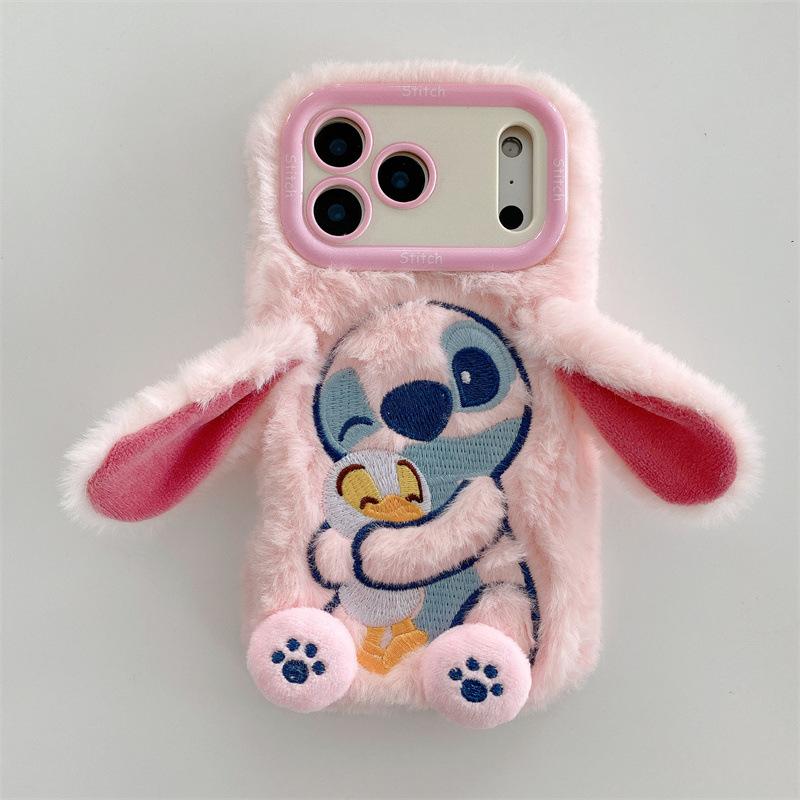 Cartoon Stitch Design Shockproof TPU Phone Cover with Stand Function for -Cute Ears