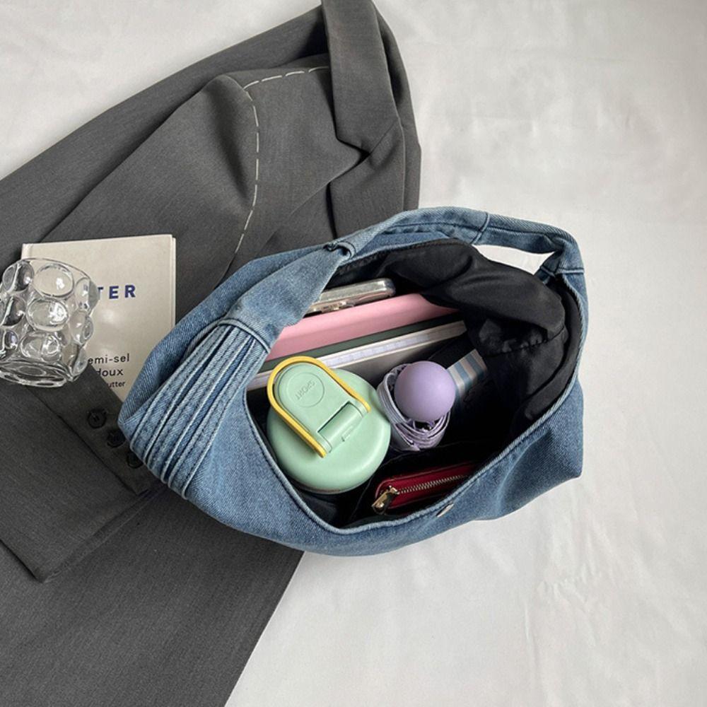 Daily Women Shoulder Bag High-capacity Wallet/Cosmetics Storage Ladies Denim Fabric Denim Tote