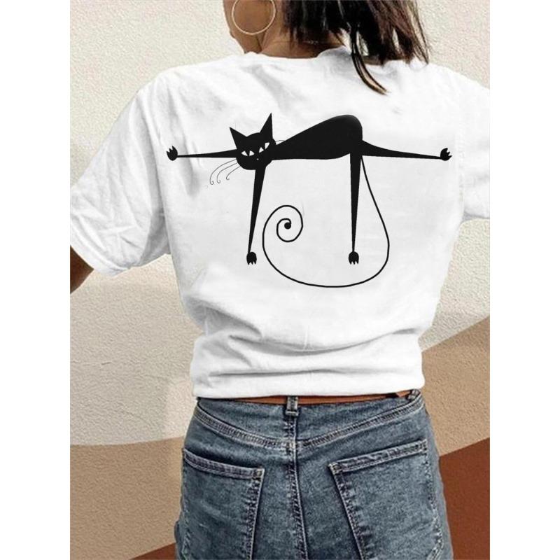 Summer Round Neck 3D Animal Print Top Fashionable Casual Short Sleeved Women's T-shirts