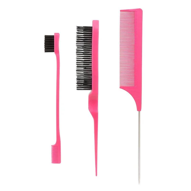 3pcs/set Hair Coloring Brushes Combs Pointed Tail Hairdressing Comb Double Comb Three Rows of Styling Brush Eyebrow Brush Tools