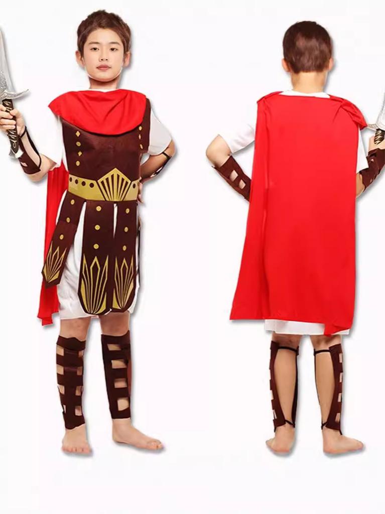 Costume Guerriero Spartano Set Gioco di Ruolo Elmo da Gladiatore Romano Antico Cavaliere Armatura Adulti Bambini Halloween Outfit Cosplay