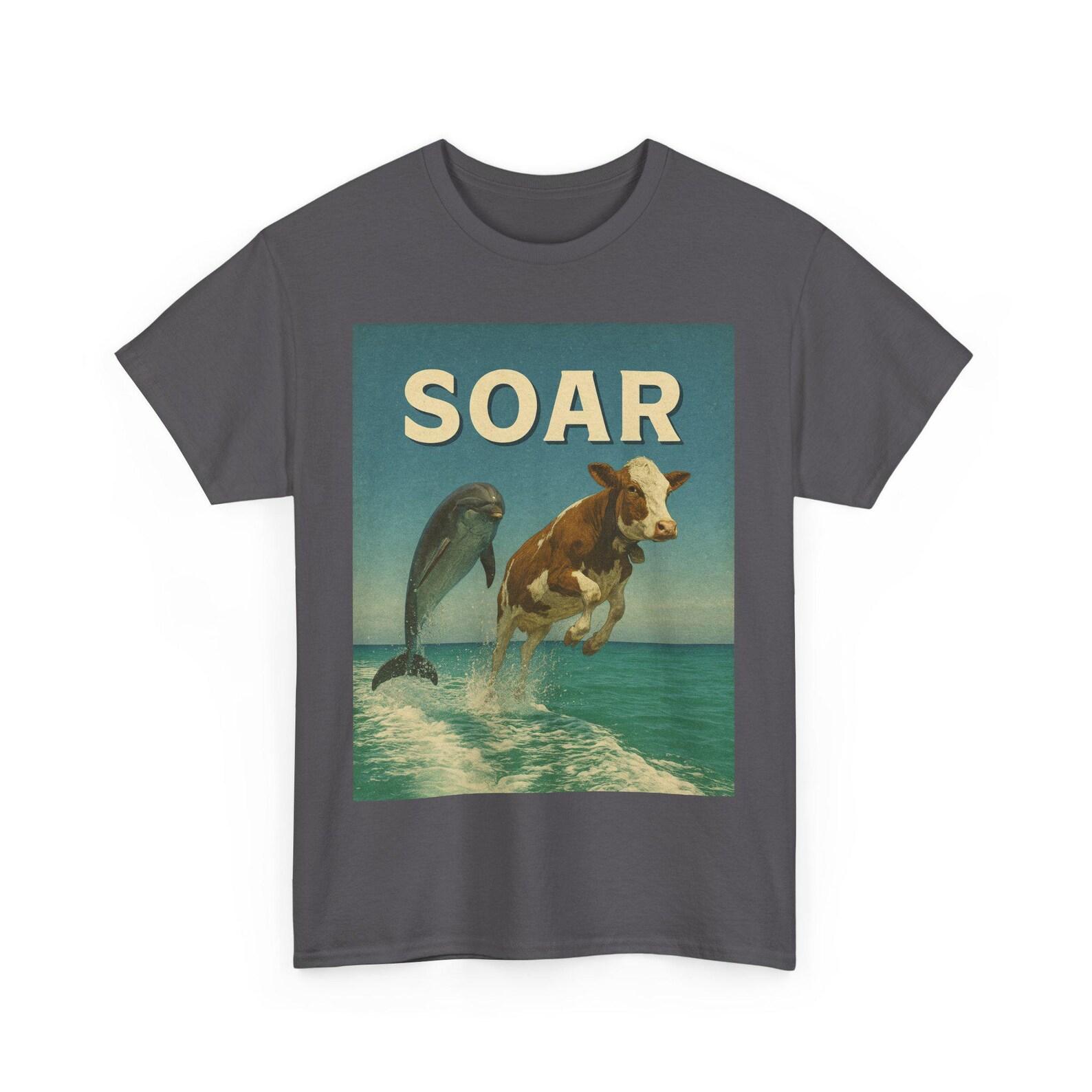 Dolphin Cow Ocean Unisex Tee, SOAR Animal Lover Gift, Nature Wildlife Shirt, Sea Creature Graphic Tee, Coastal | Unisex Tee XL