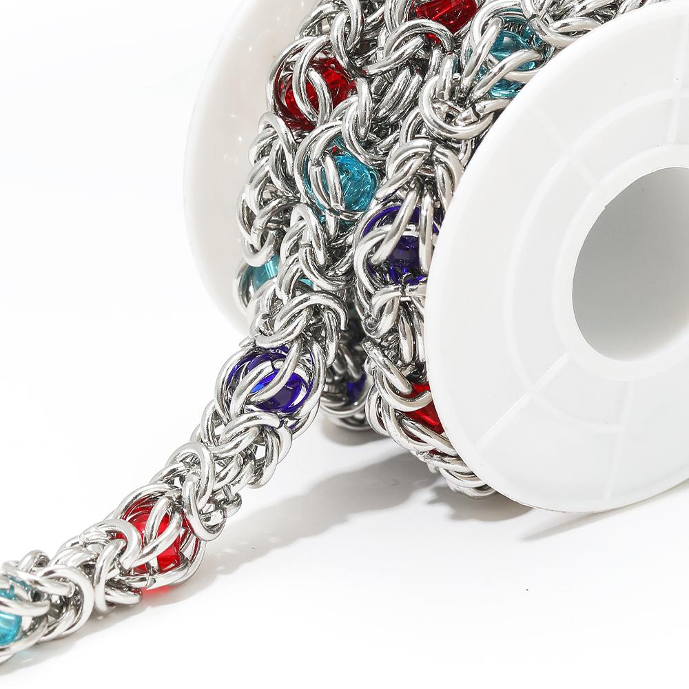 

1 Meter 10mm Width Stainless Steel Chunky Knot Silicone Beads Chains for DIY Hip Hop Necklaces Jewelry Making Findings Supplies