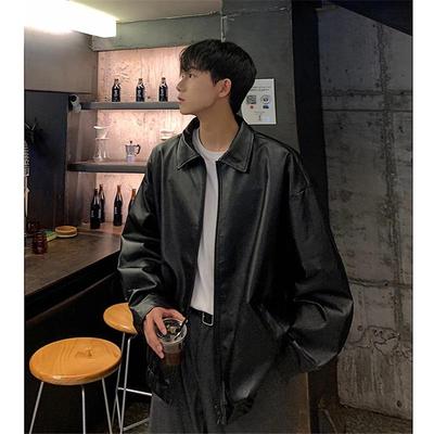 Ανδρικό Ρετρό Oversized Δερμάτινο Jacket από PU - Φθινοπωρινό Street Style